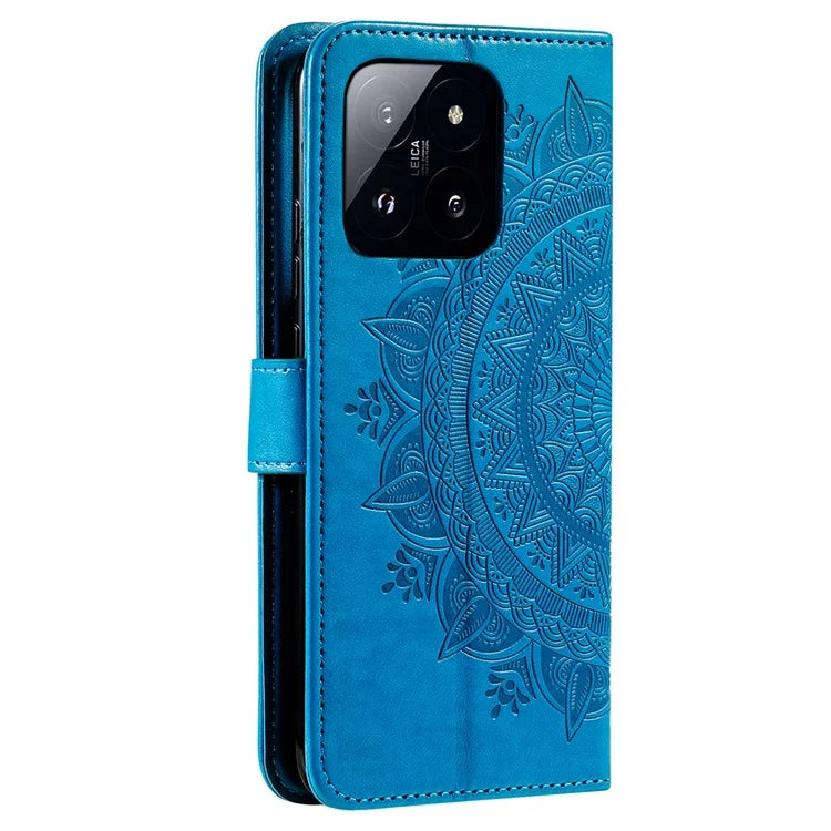 For Xiaomi 14 Case Mandala Flower Imprint Leather Wallet Phone Cover with Strap