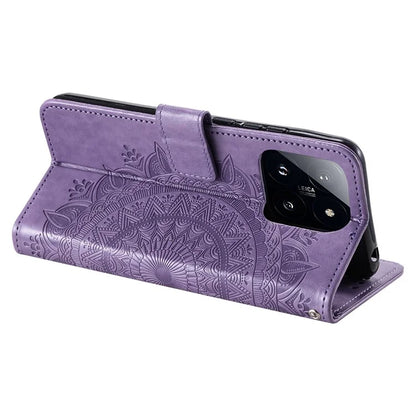 For Xiaomi 14 Case Mandala Flower Imprint Leather Wallet Phone Cover with Strap