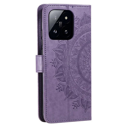 For Xiaomi 14 Case Mandala Flower Imprint Leather Wallet Phone Cover with Strap
