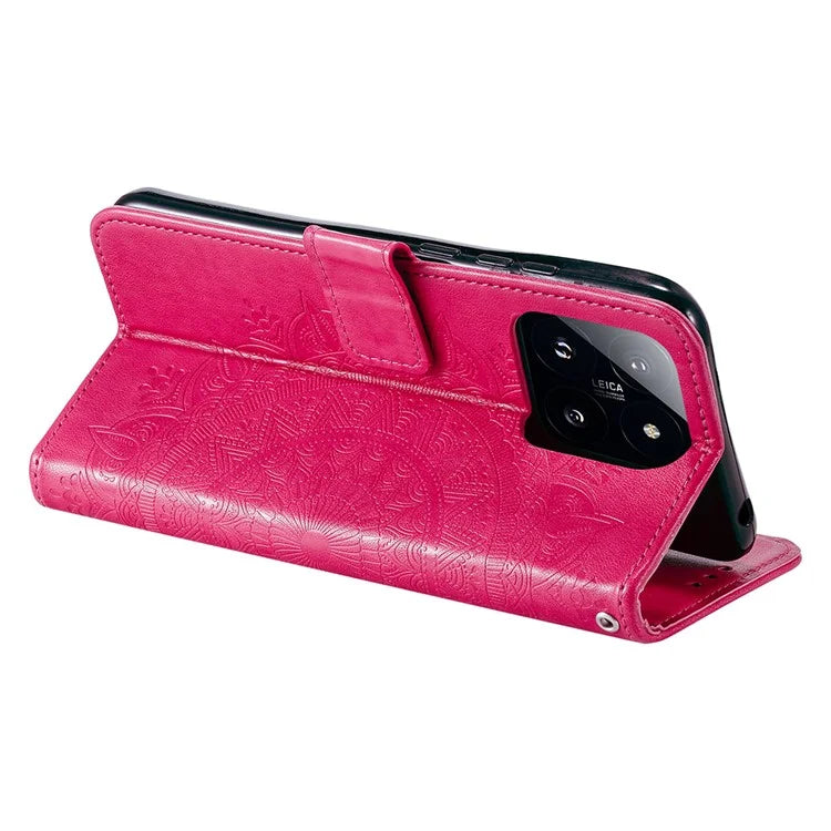 For Xiaomi 14 Case Mandala Flower Imprint Leather Wallet Phone Cover with Strap