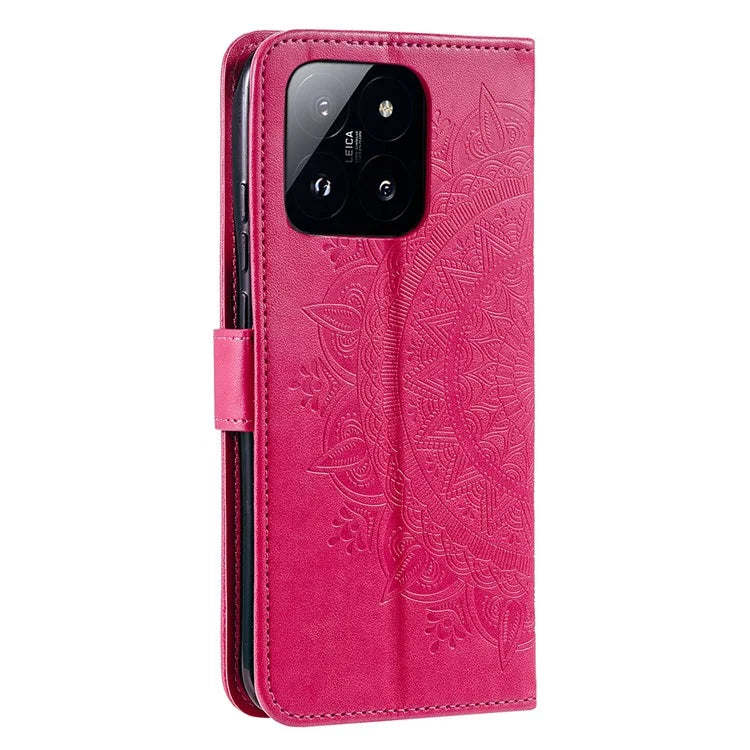 For Xiaomi 14 Case Mandala Flower Imprint Leather Wallet Phone Cover with Strap