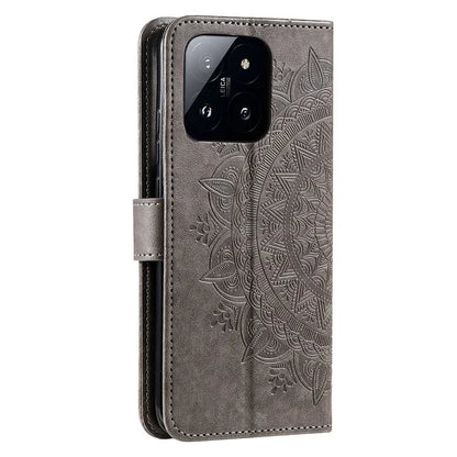 For Xiaomi 14 Case Mandala Flower Imprint Leather Wallet Phone Cover with Strap
