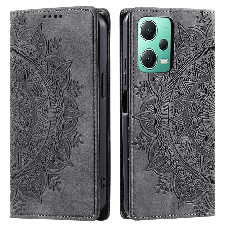 For Xiaomi Redmi Note 12 5G (China) /  12 5G (Global) /  12 5G (India) /  Poco X5 5G Case Magnetic Leather Imprinted Phone  Cover
