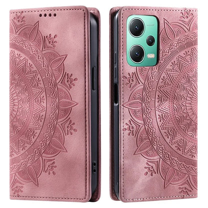For Xiaomi Redmi Note 12 5G (China) /  12 5G (Global) /  12 5G (India) /  Poco X5 5G Case Magnetic Leather Imprinted Phone  Cover Gold