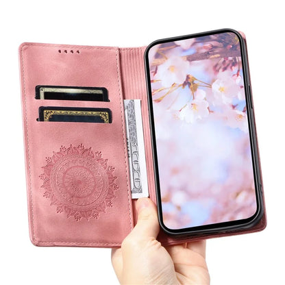 For Samsung Galaxy A24 4G (162.1 x 77.6 x 8.3mm) Case Magnetic Auto Closing Phone Wallet Cover Gold