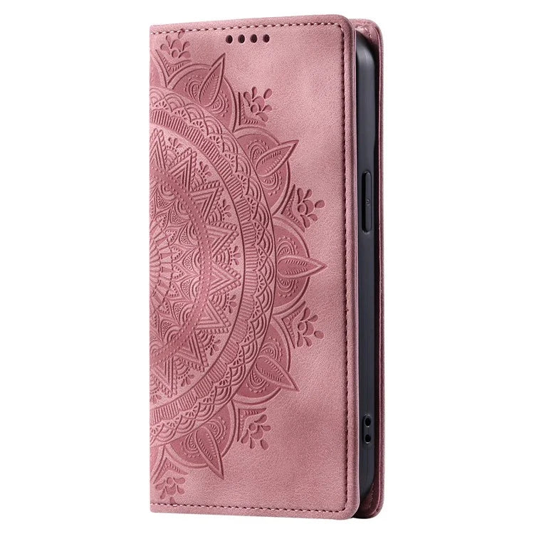 For Samsung Galaxy A24 4G (162.1 x 77.6 x 8.3mm) Case Magnetic Auto Closing Phone Wallet Cover Gold