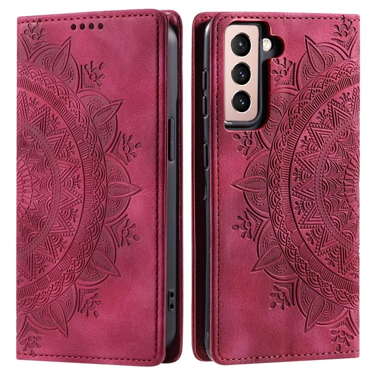 For Samsung Galaxy S22 5G Case Magnetic Auto Closing Mandala Flower Wallet Cover