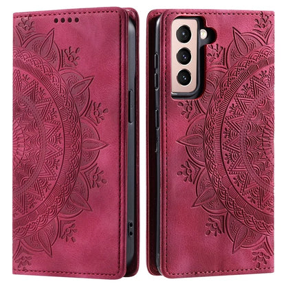 For Samsung Galaxy S22 5G Case Magnetic Auto Closing Mandala Flower Wallet Cover