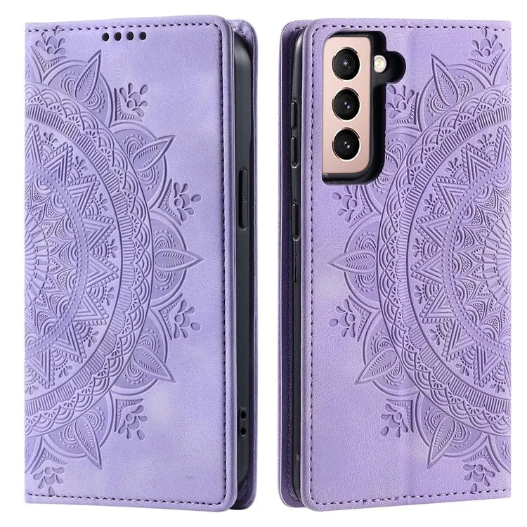For Samsung Galaxy S22 5G Case Magnetic Auto Closing Mandala Flower Wallet Cover