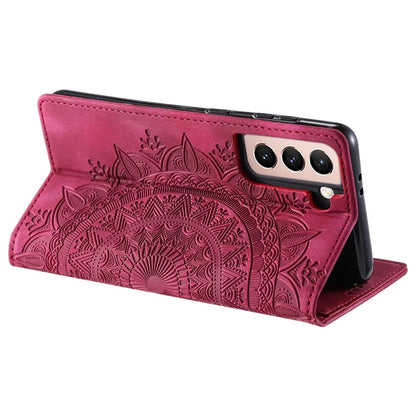 For Samsung Galaxy S22+ 5G Case Imprinted Mandala Flower Leather Cover with Wallet