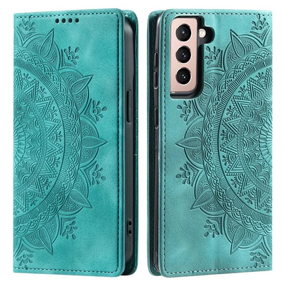 For Samsung Galaxy S22+ 5G Case Imprinted Mandala Flower Leather Cover with Wallet