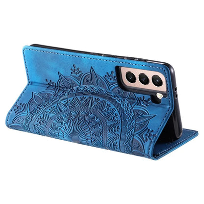For Samsung Galaxy S22+ 5G Case Imprinted Mandala Flower Leather Cover with Wallet