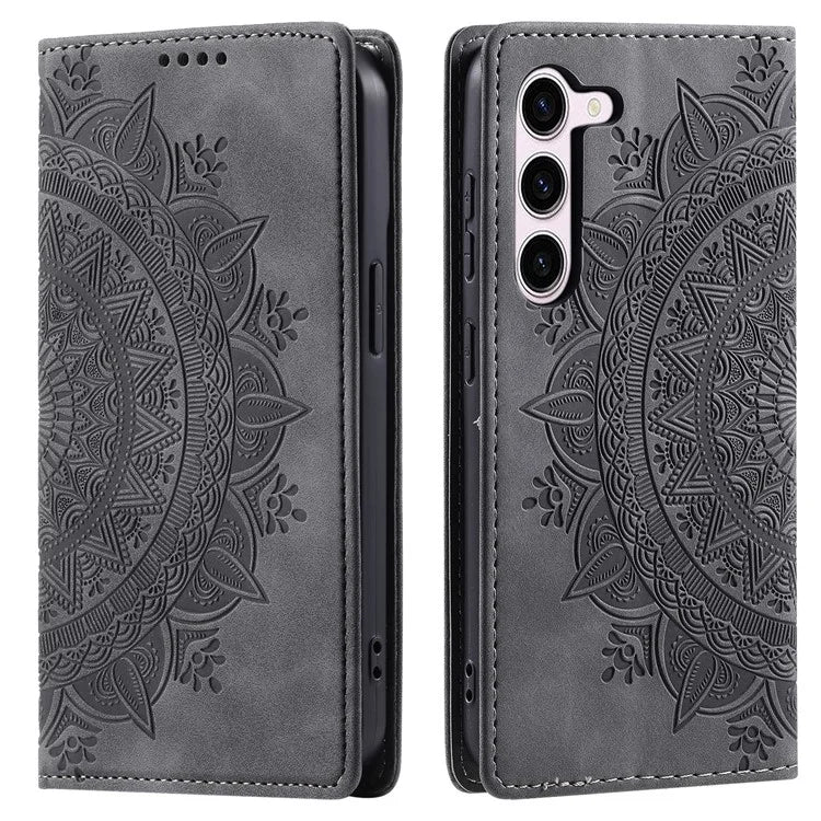 For Samsung Galaxy S23 Case Leather Imprinted Mandala Flower Phone Protector