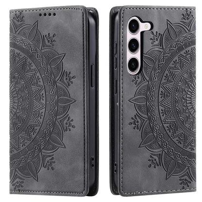 For Samsung Galaxy S23 Case Leather Imprinted Mandala Flower Phone Protector