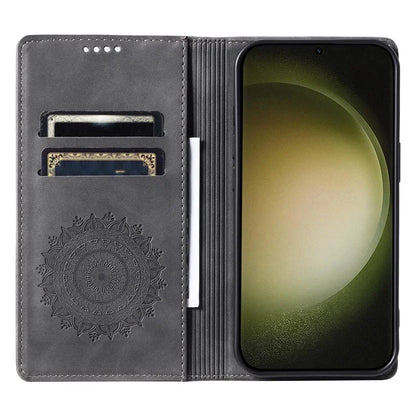 For Samsung Galaxy S23 Case Leather Imprinted Mandala Flower Phone Protector