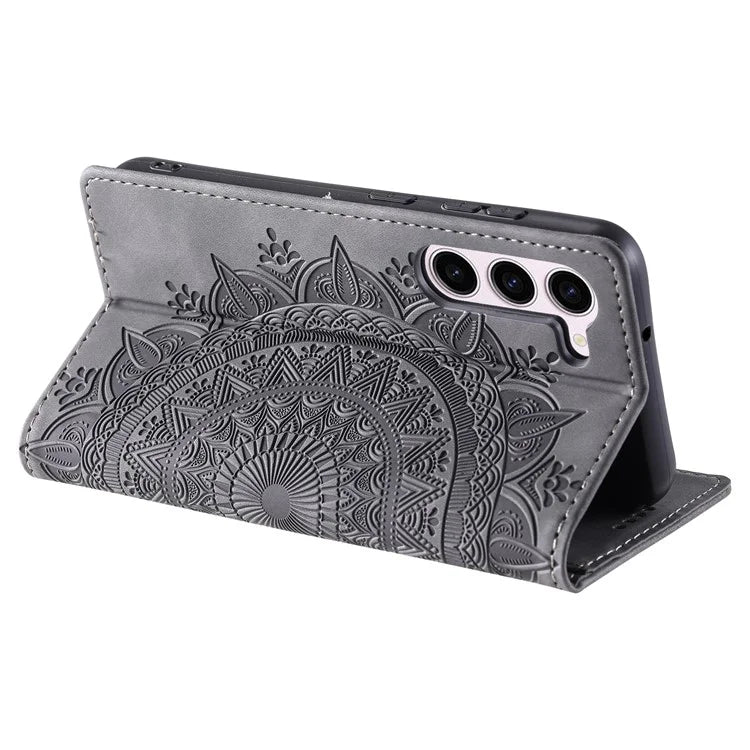 For Samsung Galaxy S23 Case Leather Imprinted Mandala Flower Phone Protector