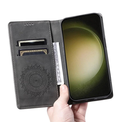 For Samsung Galaxy S23 Case Leather Imprinted Mandala Flower Phone Protector