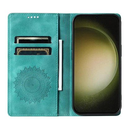 For Samsung Galaxy S23 Case Leather Imprinted Mandala Flower Phone Protector