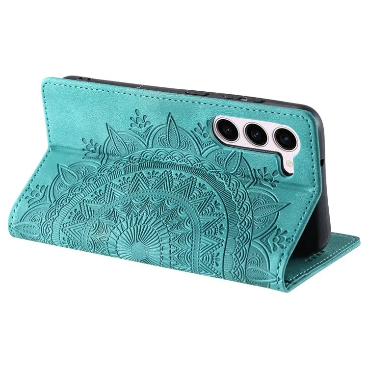 For Samsung Galaxy S23 Case Leather Imprinted Mandala Flower Phone Protector