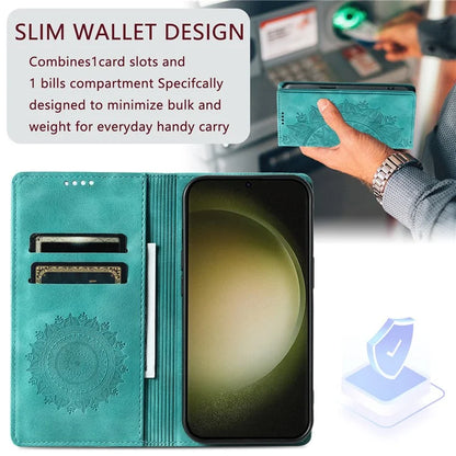 For Samsung Galaxy S23 Case Leather Imprinted Mandala Flower Phone Protector