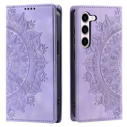 For Samsung Galaxy S23 Case Leather Imprinted Mandala Flower Phone Protector