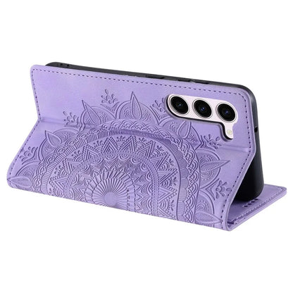 For Samsung Galaxy S23 Case Leather Imprinted Mandala Flower Phone Protector