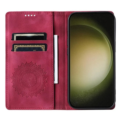 For Samsung Galaxy S23 Case Leather Imprinted Mandala Flower Phone Protector
