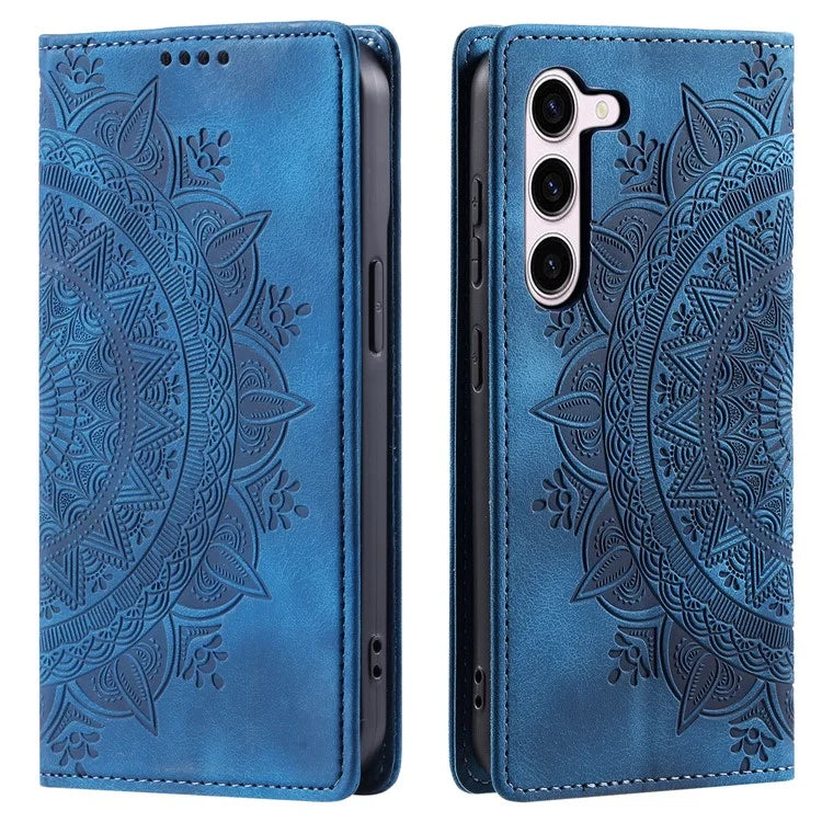 For Samsung Galaxy S23 Case Leather Imprinted Mandala Flower Phone Protector