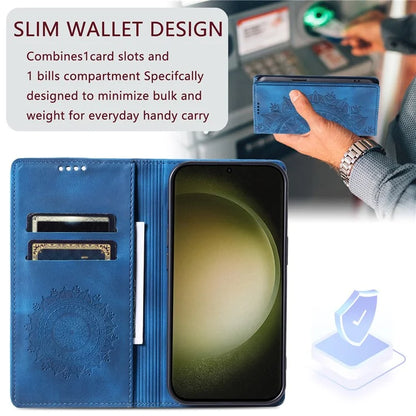 For Samsung Galaxy S23 Case Leather Imprinted Mandala Flower Phone Protector