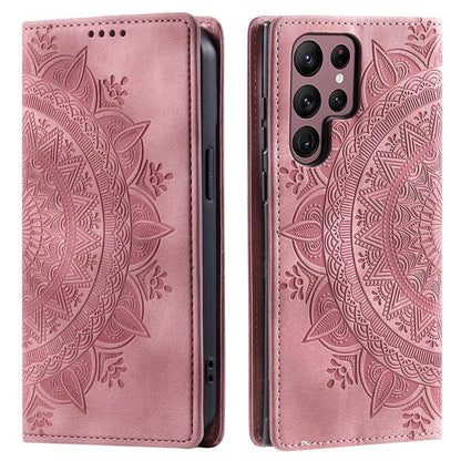 For Samsung Galaxy S22 Ultra 5G Case Magnetic Auto Closing Shockproof Leather Stand Cellphone Cover Gold