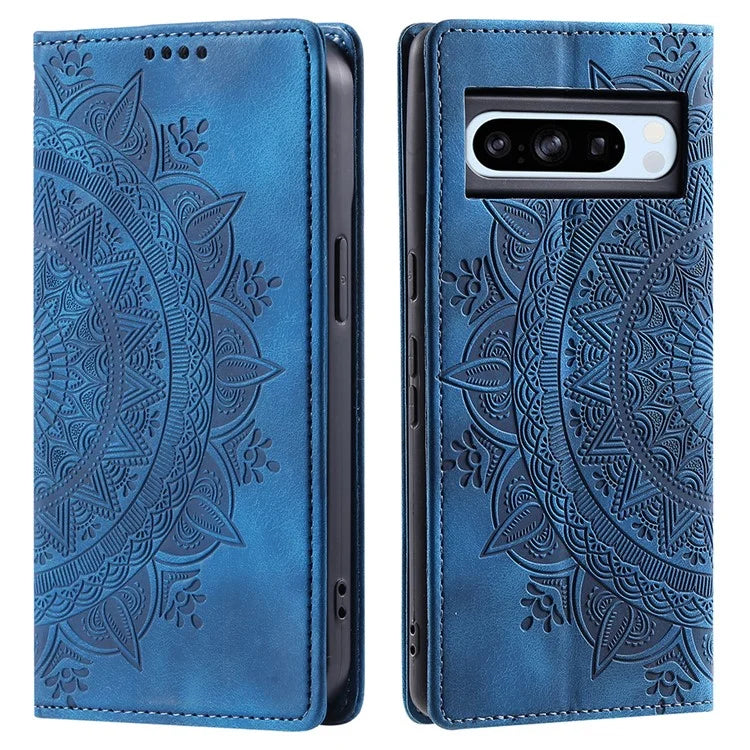 For Google Pixel 8 Pro Case Leather Imprint Anti-scratch Wallet Stand Cellphone Cover