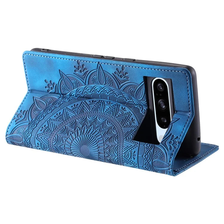 For Google Pixel 8 Pro Case Leather Imprint Anti-scratch Wallet Stand Cellphone Cover