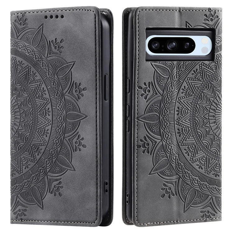 For Google Pixel 8 Pro Case Leather Imprint Anti-scratch Wallet Stand Cellphone Cover