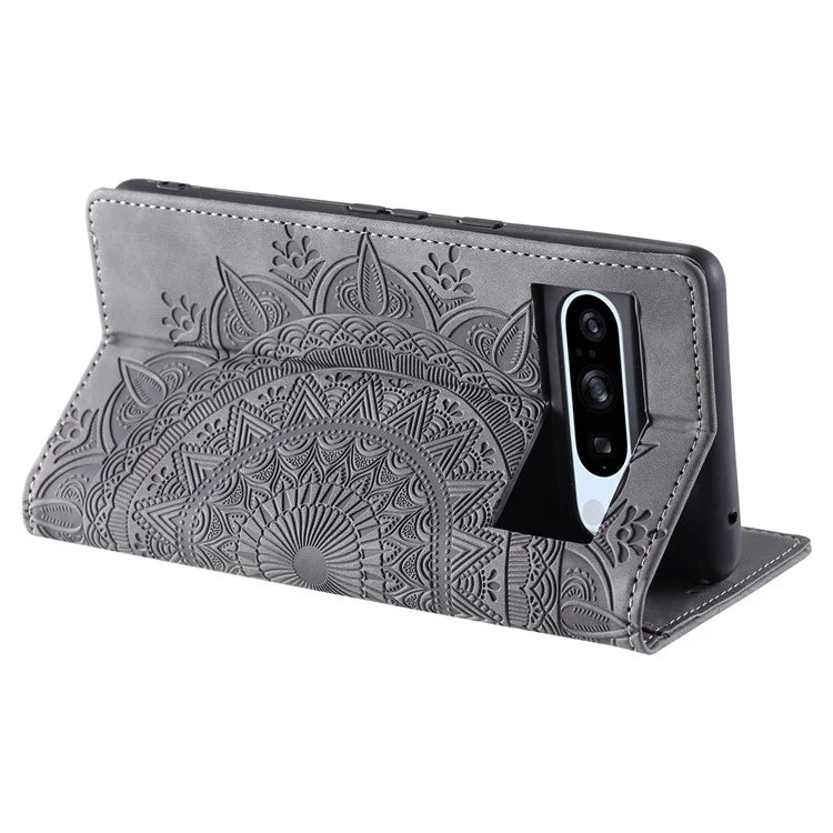 For Google Pixel 8 Pro Case Leather Imprint Anti-scratch Wallet Stand Cellphone Cover
