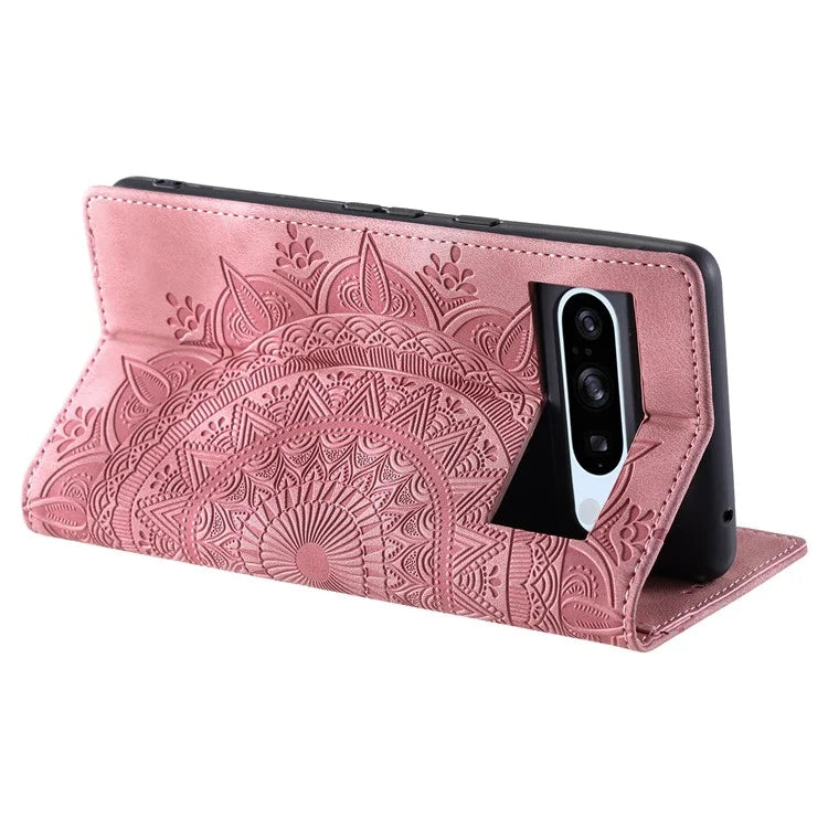 For Google Pixel 8 Pro Case Leather Imprint Anti-scratch Wallet Stand Cellphone Cover
