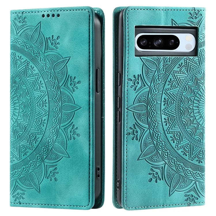 For Google Pixel 8 Pro Case Leather Imprint Anti-scratch Wallet Stand Cellphone Cover