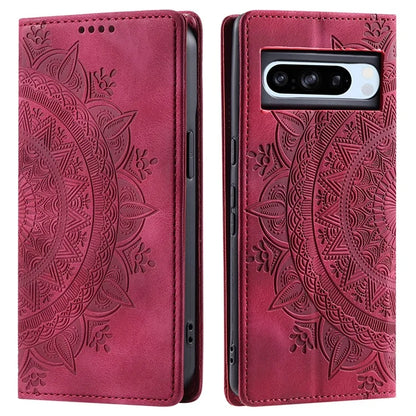 For Google Pixel 8 Pro Case Leather Imprint Anti-scratch Wallet Stand Cellphone Cover