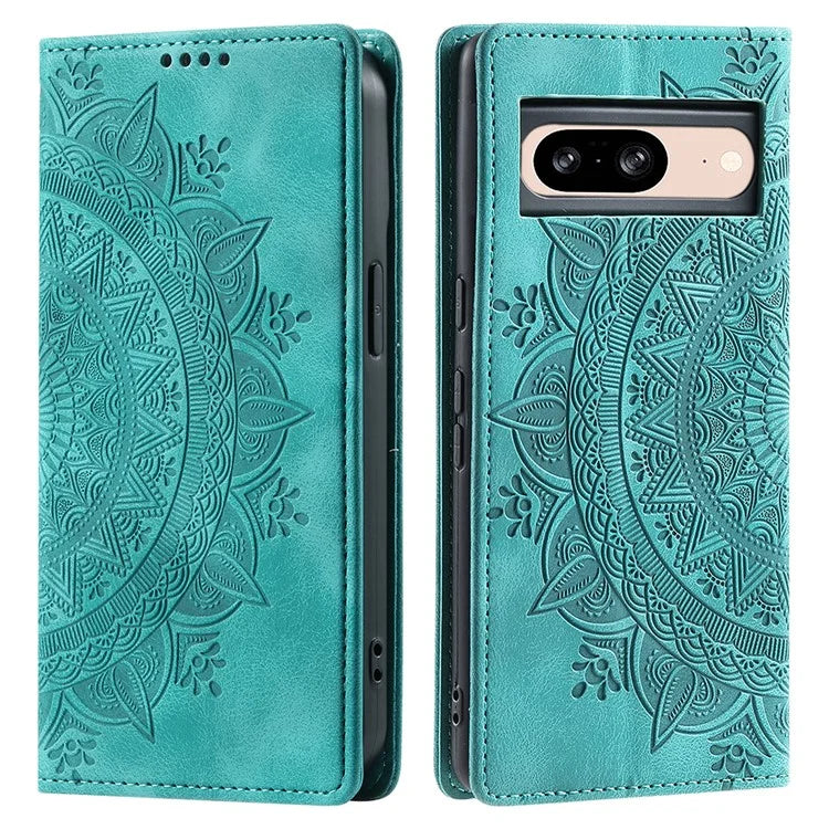 For Google Pixel 8 Leather Case Foldable Stand Imprint Mobile Phone Protector