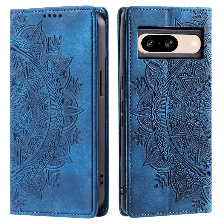 For Google Pixel 8 Leather Case Foldable Stand Imprint Mobile Phone Protector