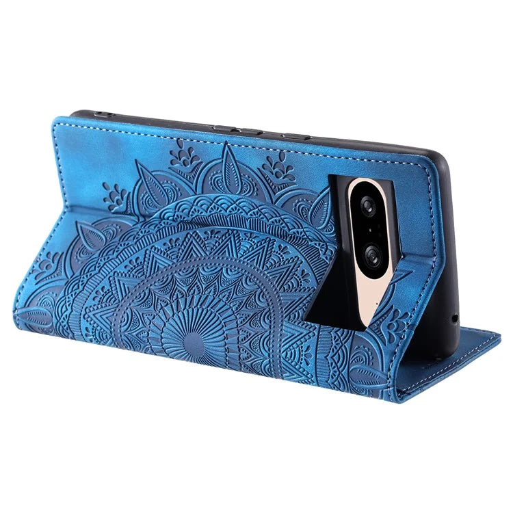 For Google Pixel 8 Leather Case Foldable Stand Imprint Mobile Phone Protector