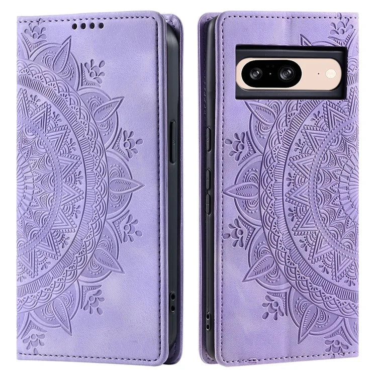 For Google Pixel 8 Leather Case Foldable Stand Imprint Mobile Phone Protector