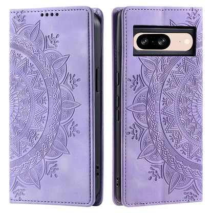 For Google Pixel 8 Leather Case Foldable Stand Imprint Mobile Phone Protector