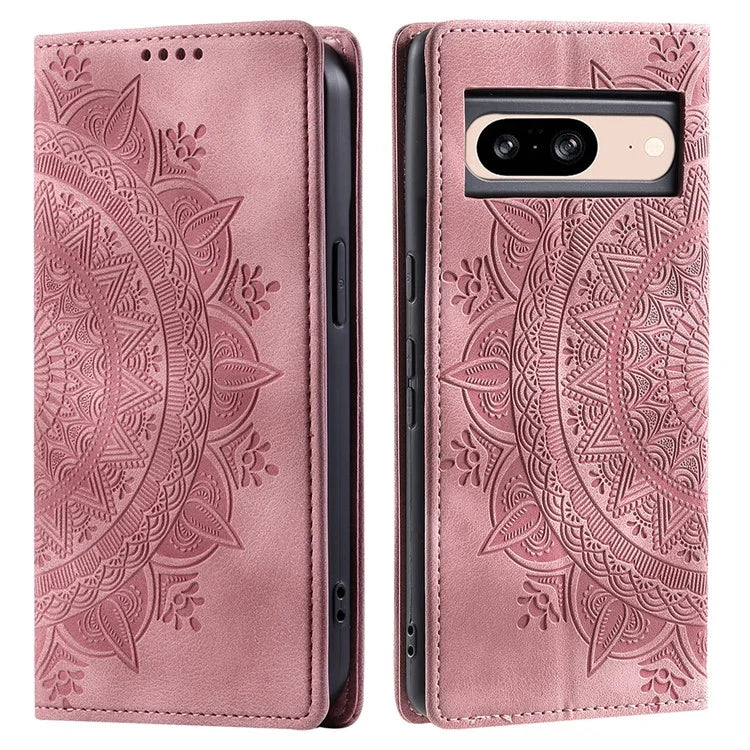 For Google Pixel 8 Leather Case Foldable Stand Imprint Mobile Phone Protector
