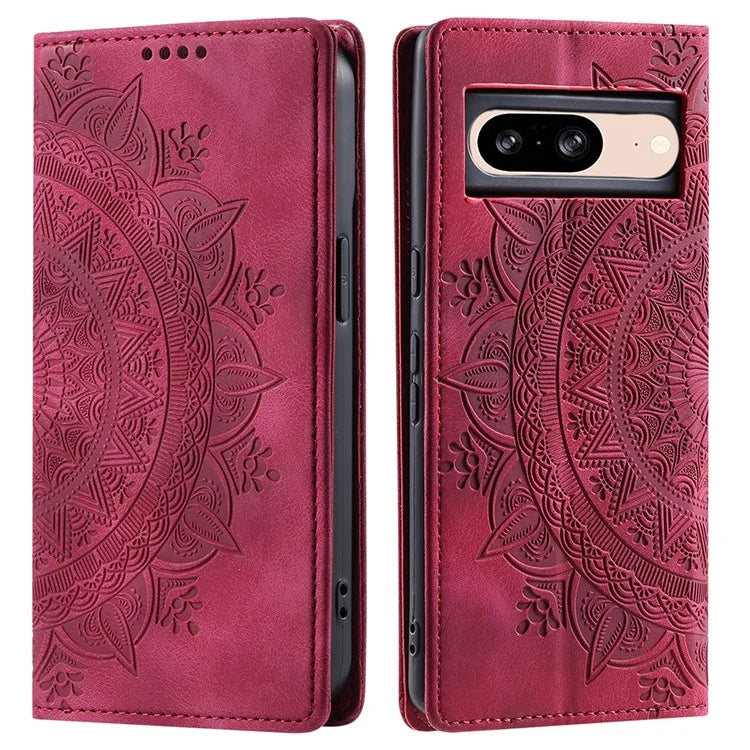 For Google Pixel 8 Leather Case Foldable Stand Imprint Mobile Phone Protector