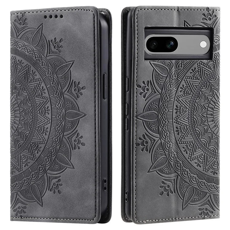 For Google Pixel 7a PU Leather Case Anti-Scratch Magnetic Imprinted Phone Cover with Wallet Design