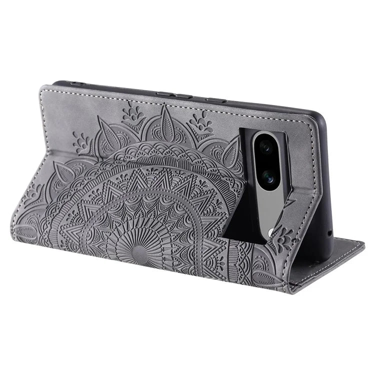 For Google Pixel 7a PU Leather Case Anti-Scratch Magnetic Imprinted Phone Cover with Wallet Design