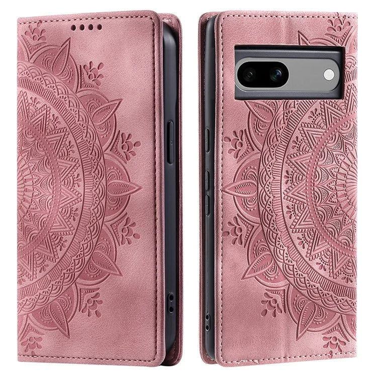 For Google Pixel 7a PU Leather Case Anti-Scratch Magnetic Imprinted Phone Cover with Wallet Design