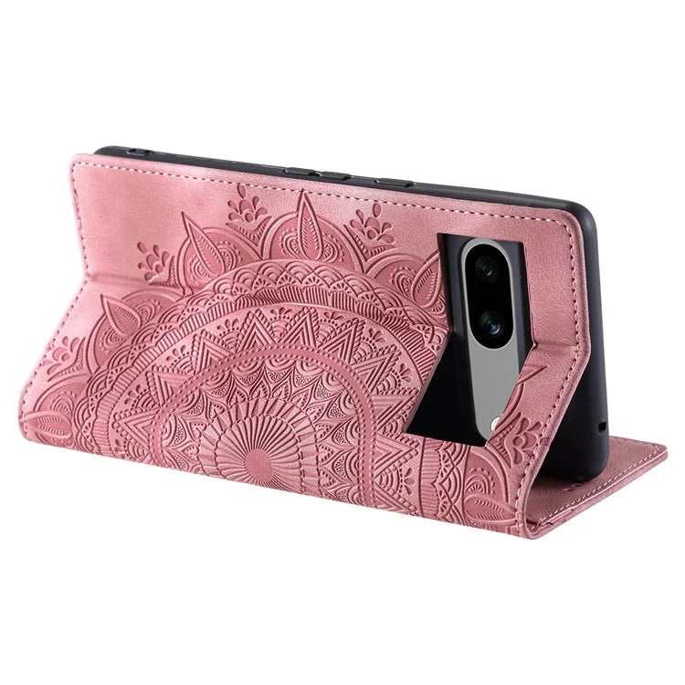 For Google Pixel 7a PU Leather Case Anti-Scratch Magnetic Imprinted Phone Cover with Wallet Design