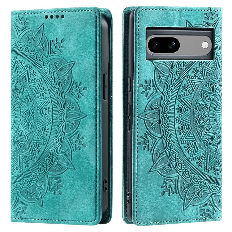For Google Pixel 7a PU Leather Case Anti-Scratch Magnetic Imprinted Phone Cover with Wallet Design