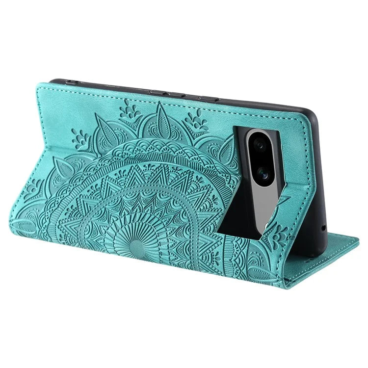 For Google Pixel 7a PU Leather Case Anti-Scratch Magnetic Imprinted Phone Cover with Wallet Design